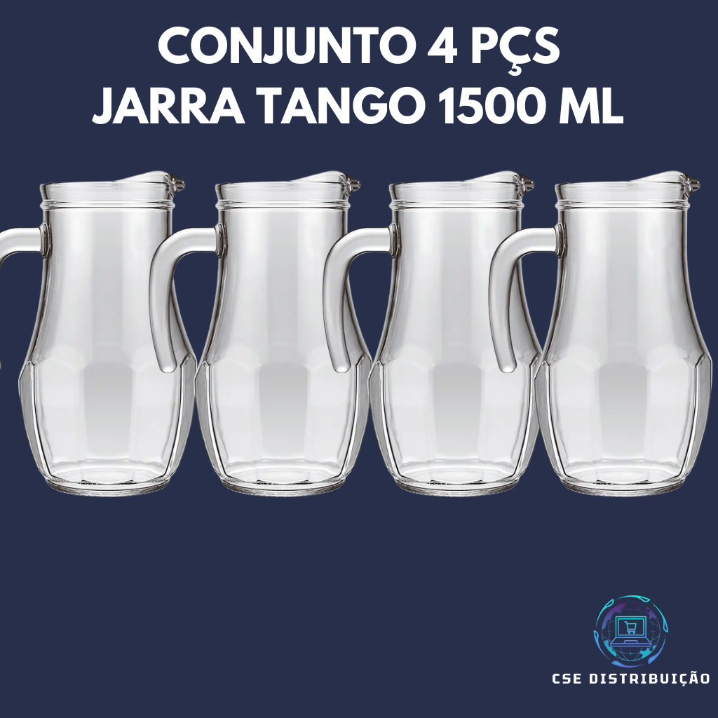 Conjunto 4 JARRAS BUFFET BAR de Suco AGUA e Bebidas 1.500 Ml De Vidro TANGO ENVIO EM ATÉ 24HRS