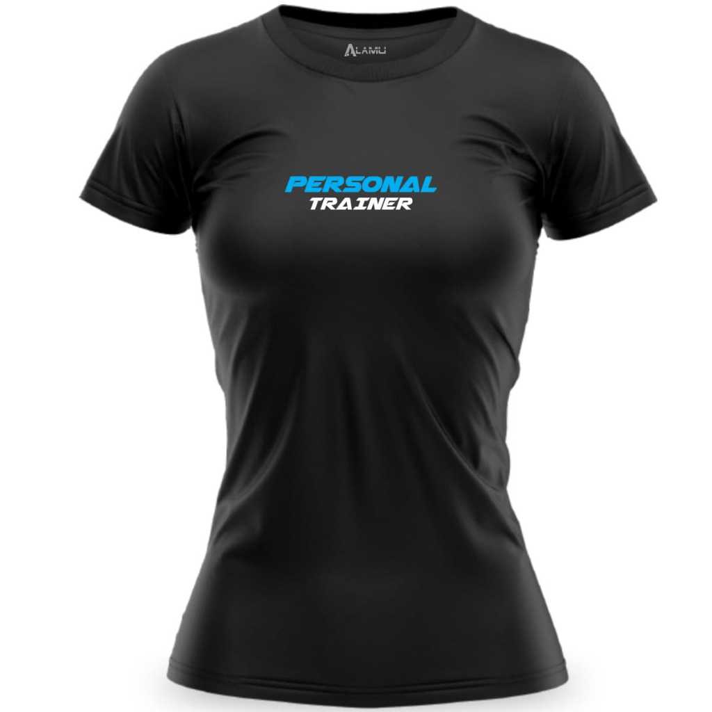 Camiseta Baby Look Personal Trainer Dry Blue Fitness Fit Academia