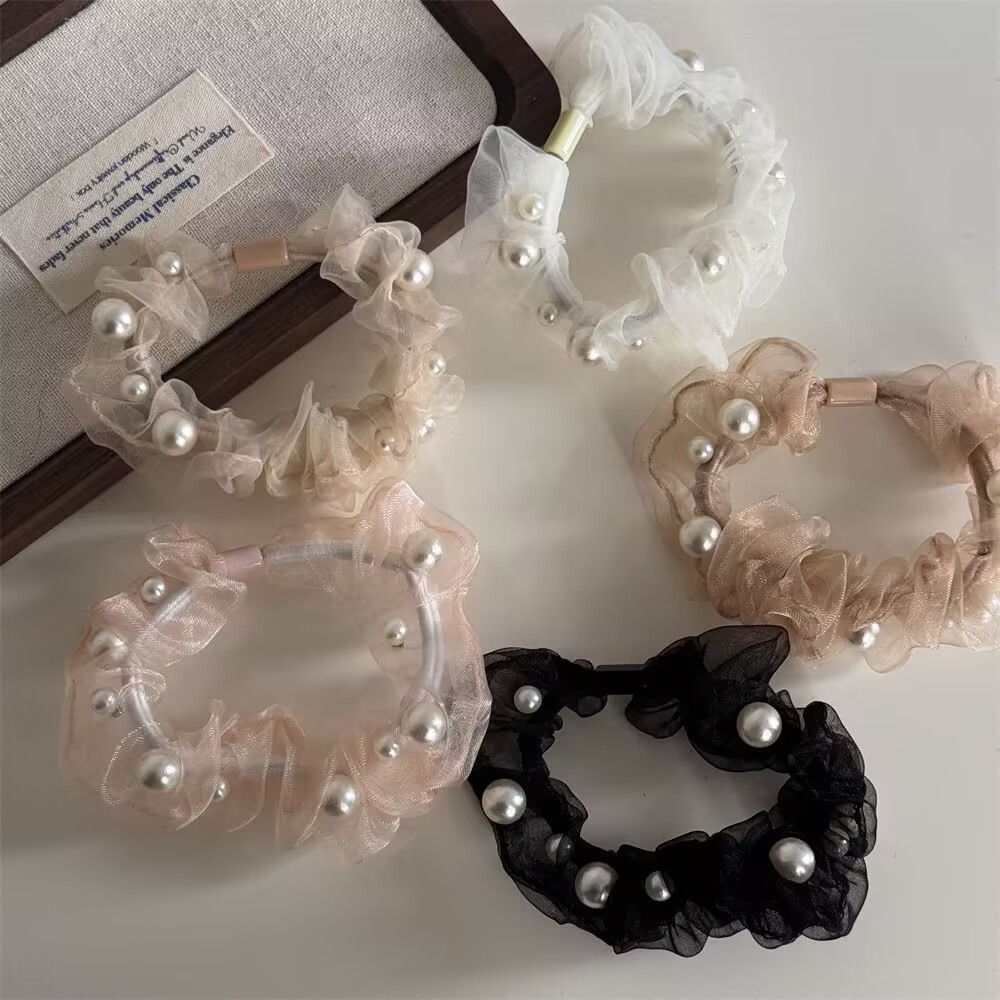 Elástico de cabelo Com Pérolas acessorios xuxinha para cabelo Rabico de cabelo em Oferta na Shopee