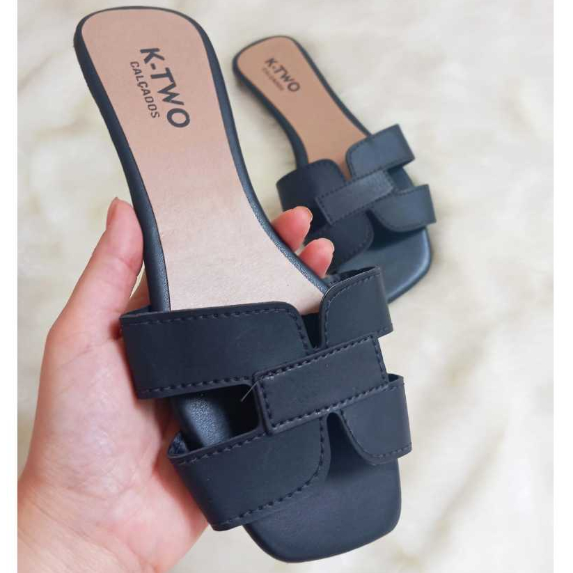 Sandália Rasteirinha, Rasteira Flat Mod. H, Confortável, solado antiderrapante, várias cores, K-two Calçados em Oferta na Shopee