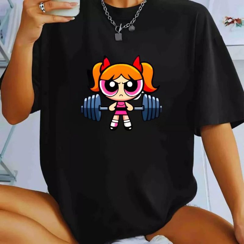 Camiseta feminina 100% algodão estampada super poderosa lançamento