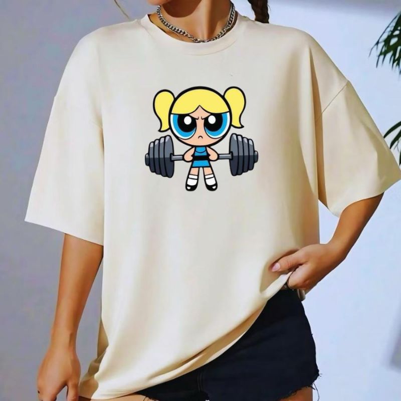 Camiseta feminina 100% algodão estampada super poderosa lançamento