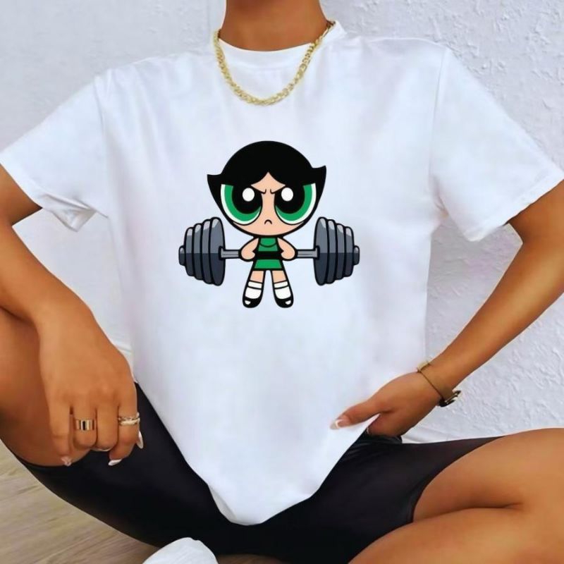 Camiseta feminina 100% algodão estampada super poderosa lançamento
