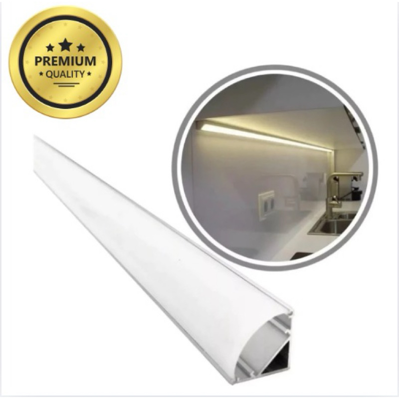 (Promoção) Perfil de LED Alumínio Canto Branco / Preto + Fita de Led + Fonte