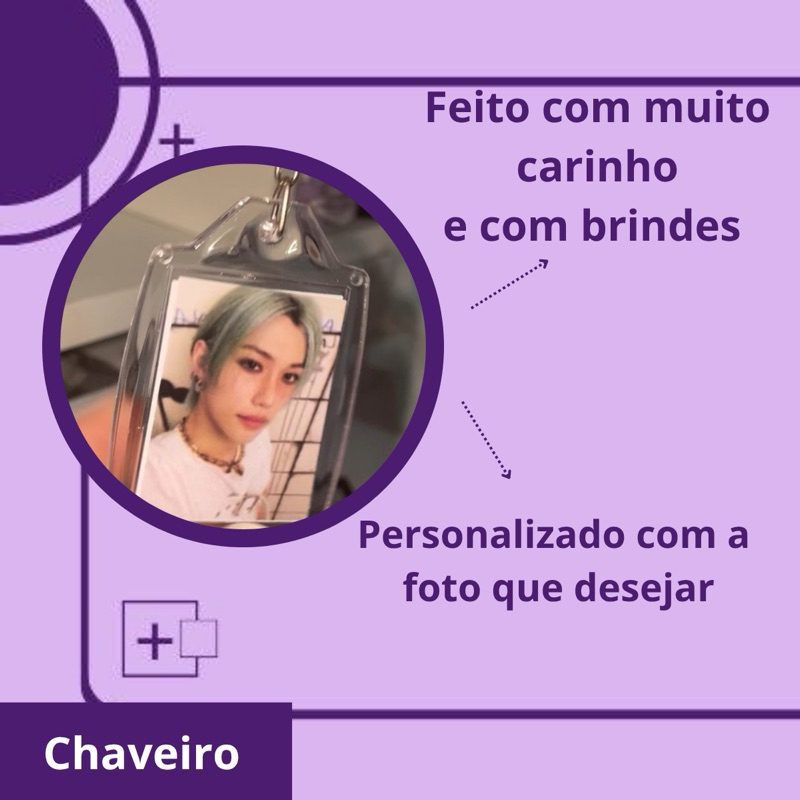 CHAVEIRO 3X4 PERSONALIZADO + 3 POLAROIDS - BTS - STRAYKIDS - BLACKPINK - TWICE - TXT - LE SSERAFIM E MUITO MAISOI