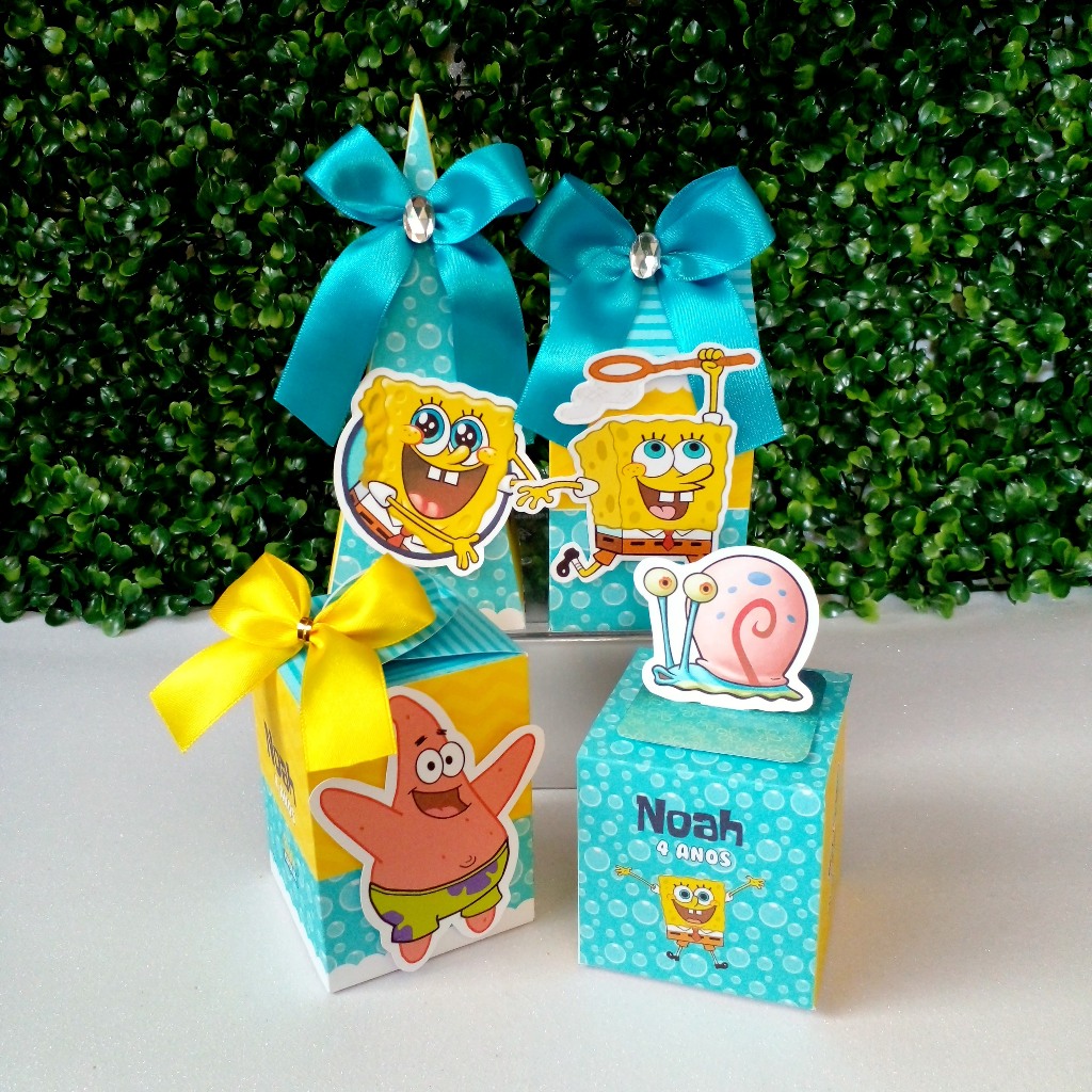 Kit Personalizado Bob Esponja / Lembrancinhas Caixinhas para Festa / Kit Festa Infantil / Aniversário