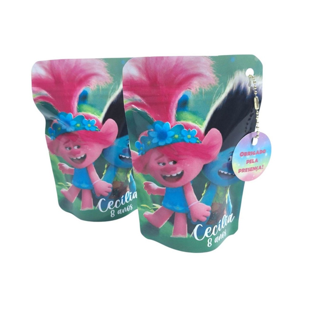 Saquinho Zip Lock Trolls I Personalizados I Lembrancinhas I Festa I Aniversário I Sacolinha Surpresa