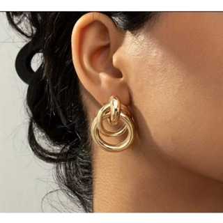 Brinco Argolas Elos Entrelaçados Moderno Retrô em Oferta na Shopee