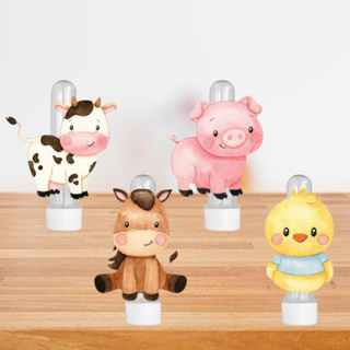 Kit com 10, 20 ou 30 Tubetes Personalizado para Aniversário Fazendinha Aquarela, Tag para Tubete, Apliques 3D em Oferta na Shopee