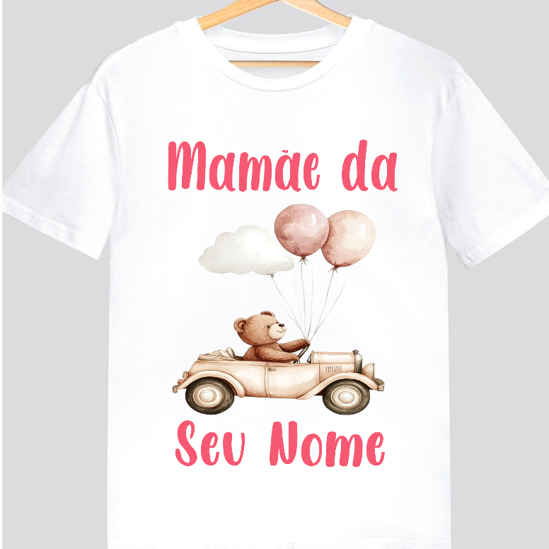 Camiseta Chá de Bebe Carrinho Ursinho Blusa Familia
