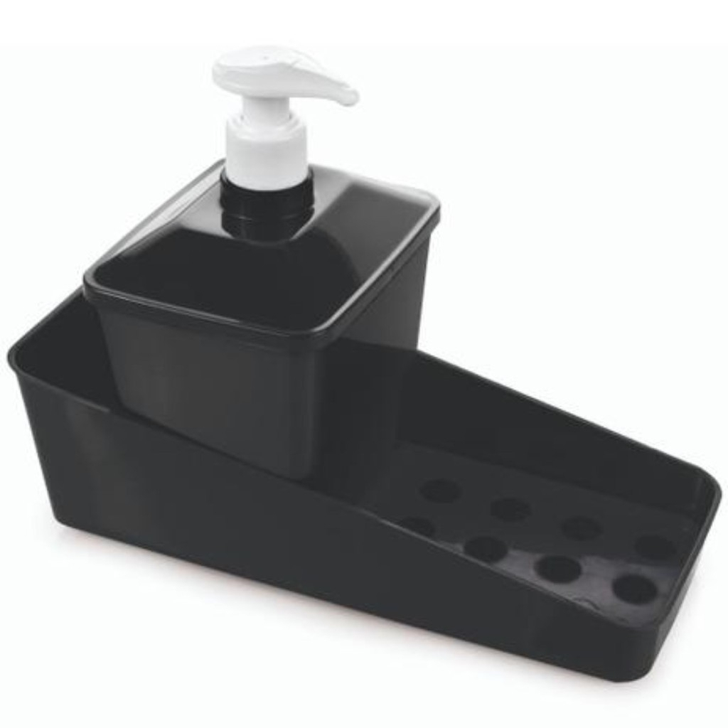 Porta Detergente Suporte Esponja Sabão Cozinha Preto Plasútil