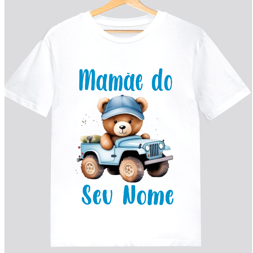 Camiseta Chá de Bebe Carrinho Ursinho Blusa