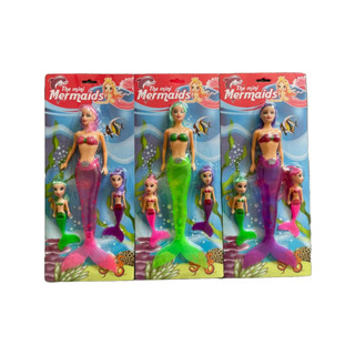 Kit Boneca Sereia  E Bebe + Acessorios Acende Luz