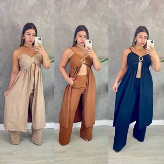 Conjunto Zoe Feminino Duna com Cropped Argola e Calça | Tecido Leve | Tamanhos M e G | Mais Vendido🔥 em Oferta na Shopee