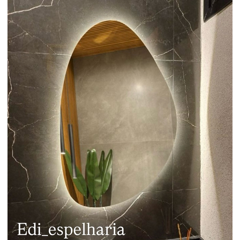 Espelho Orgânico Com Led De Parede Decorativo grande medio luz Novidade