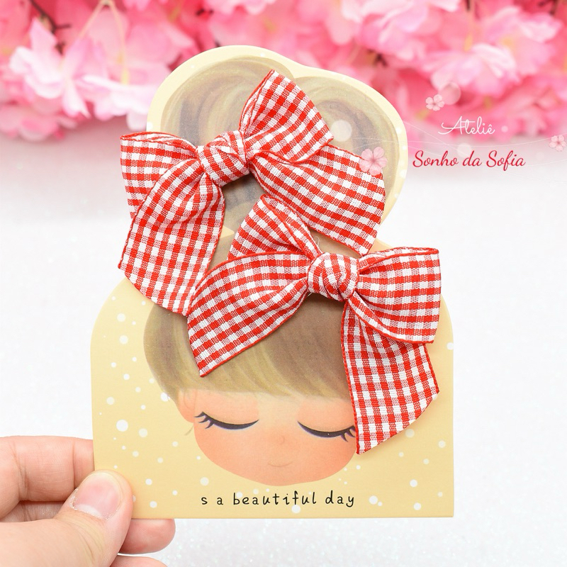 Par Presilha Laço Xadrez em Oferta na Shopee