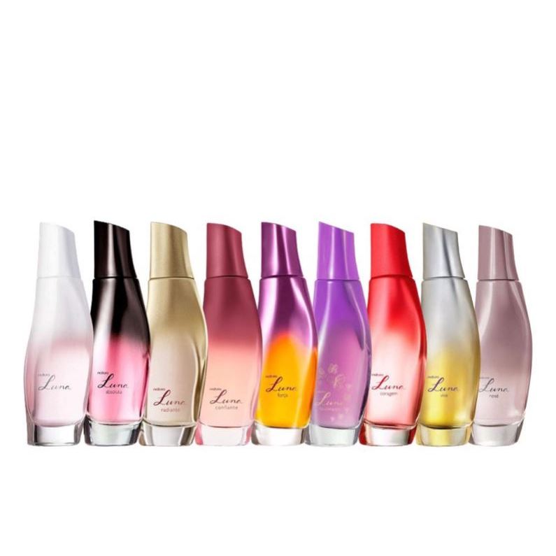 Luna Colônia Natura 75ml: Ousadia, Marcante, Radiante, Absoluta, Força, Coragem, Fascinante, Rosé, Confiante e Liberdade