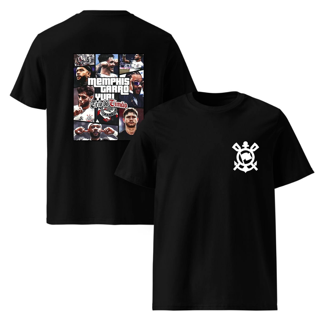 Camiseta Estampada Personalizada Memphis Depay Yuri Romero Angel Corinthians Timão Camisa 100% Algodão Infantil Unissex