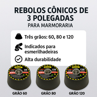 Rebolo Copo Cônico 3 Polegadas Porcelanato Marmoraria em Oferta na Shopee