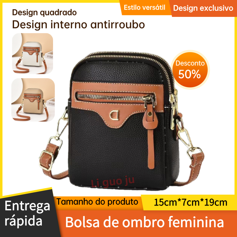 Saco de ombro único saco de ombro único saco crossbody com zíper duplo design de logotipo de metal