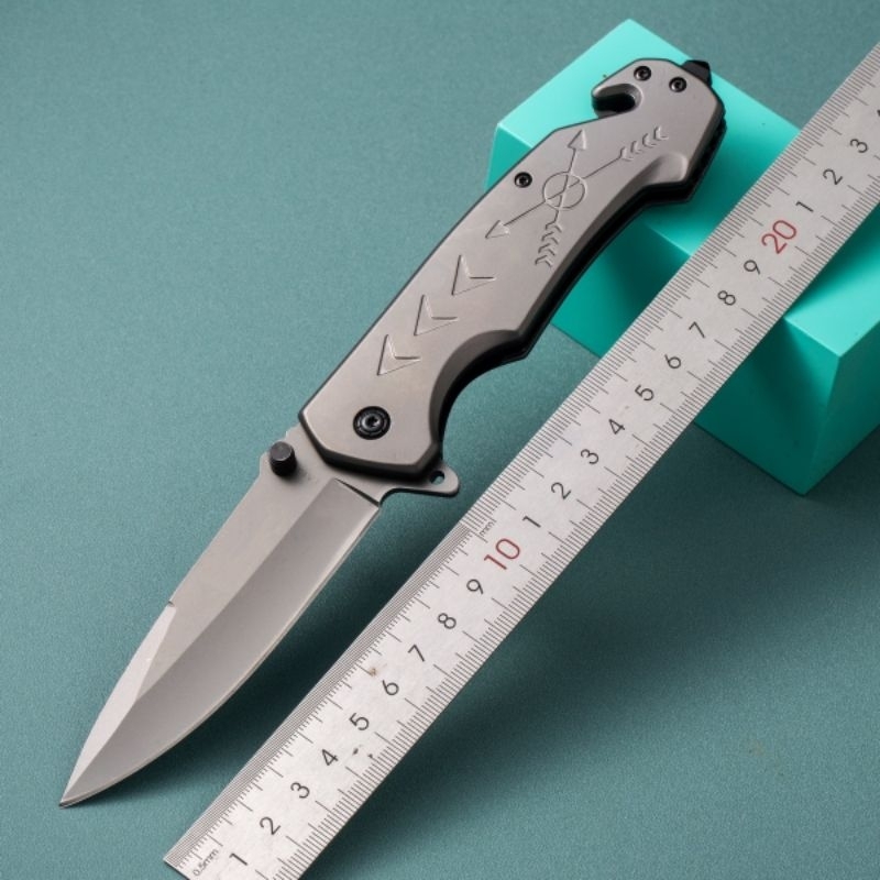Canivete Grey Titanium Semi-automatico De Bolso Clip Com Trava Liner Pesca  FA18 KNIFE MATRIX