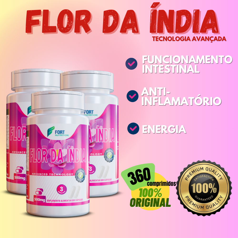 Suplemento Premium Flor da Índia 120caps 500mg Garcinia Cambogia Tamarindo Malabar Energia