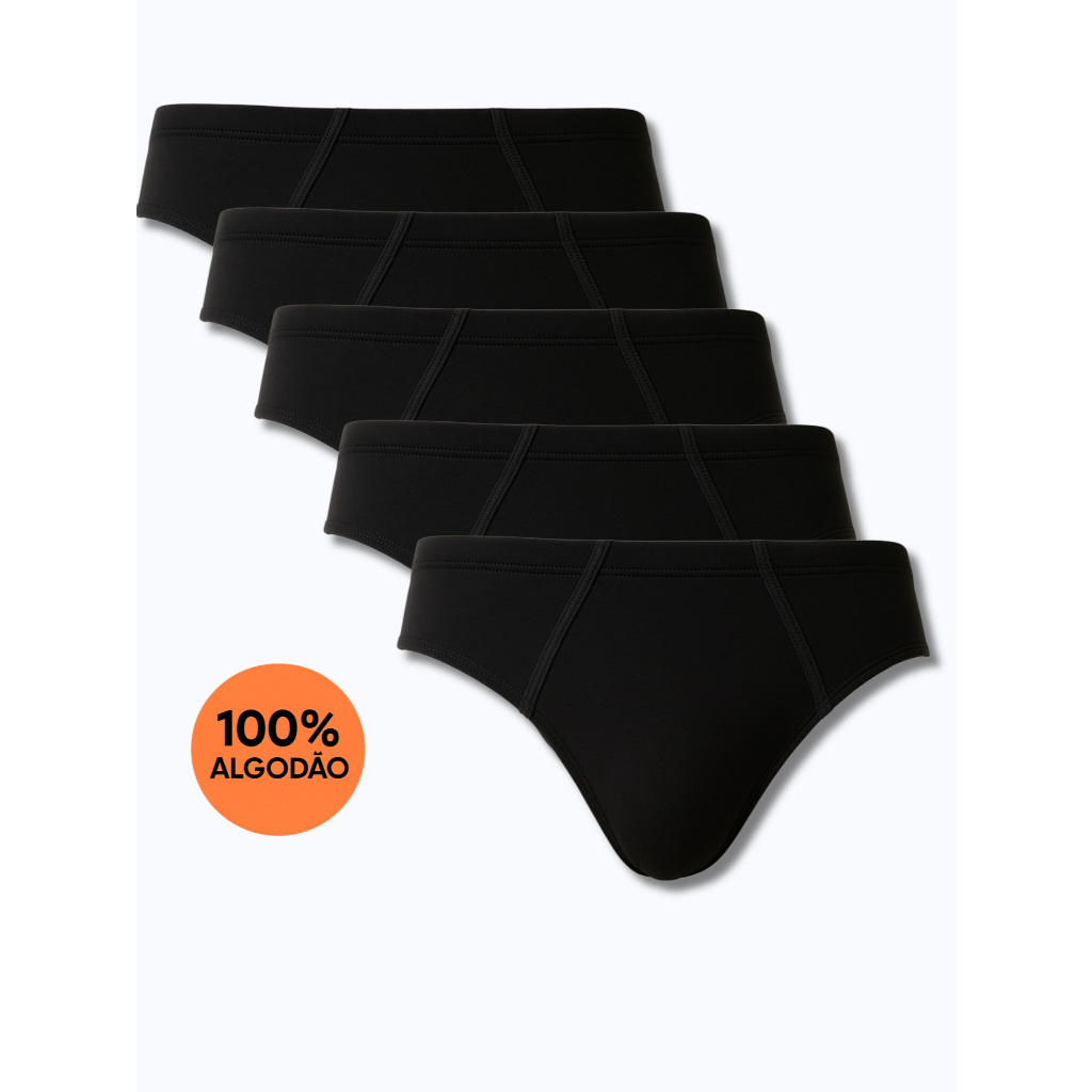 Kit 5 Cueca Preta Masculina Básica 100% algodão super confortável P M G GG