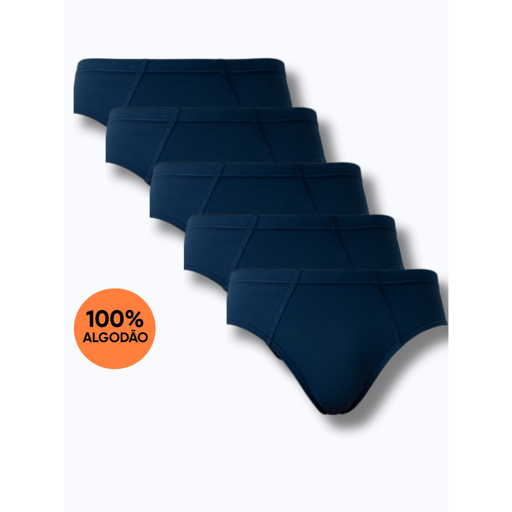 Kit 5 Cueca Azul Marinho Masculina Básica 100% algodão super confortável P M G GG em Oferta na Shopee