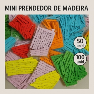 Mini Pregador Prendedor de Madeira Colorido - Fotos - Casamento - Festa - DIY - Artesanato em Oferta na Shopee