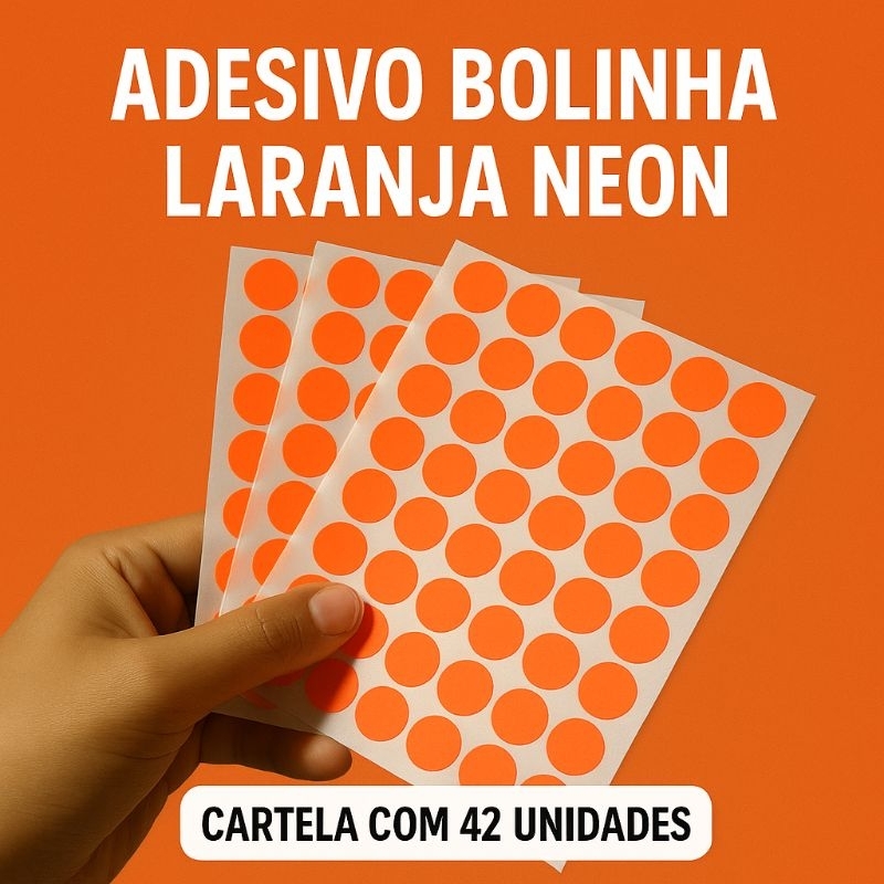 Adesivo Etiqueta Redondo Laranja Neon - Bolinha - Convites - Lembrancinhas - Eventos Criativos