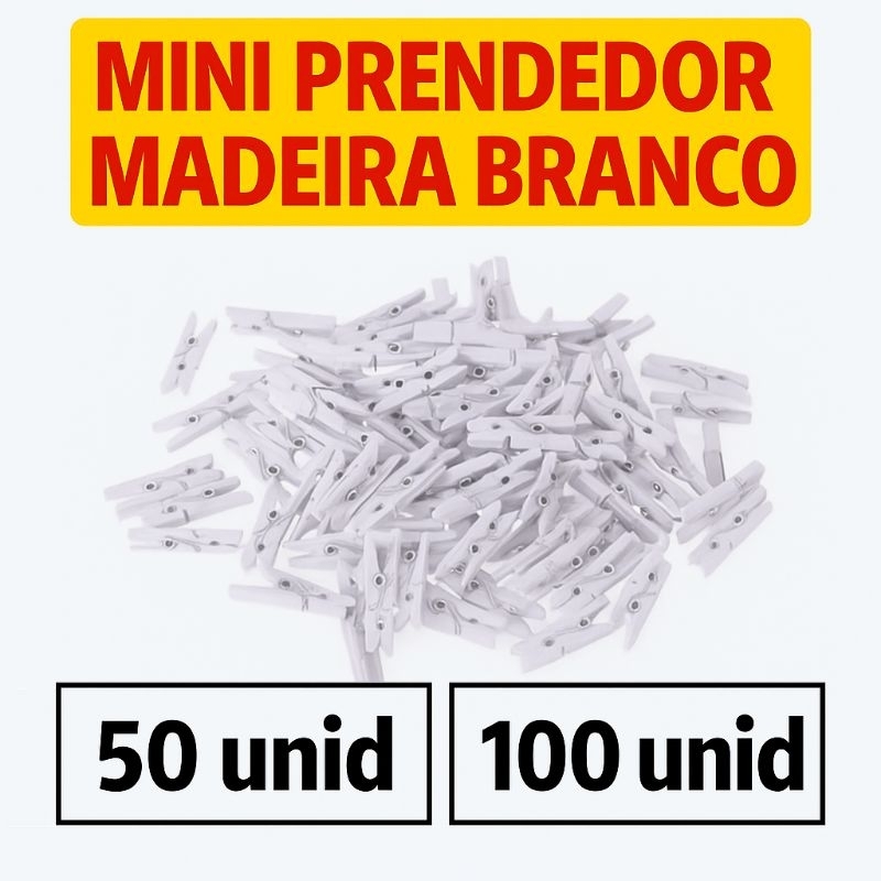 Mini Pregador Prendedor de Madeira Branco - Varal - Fotos - Drinks - Festas e Decoração