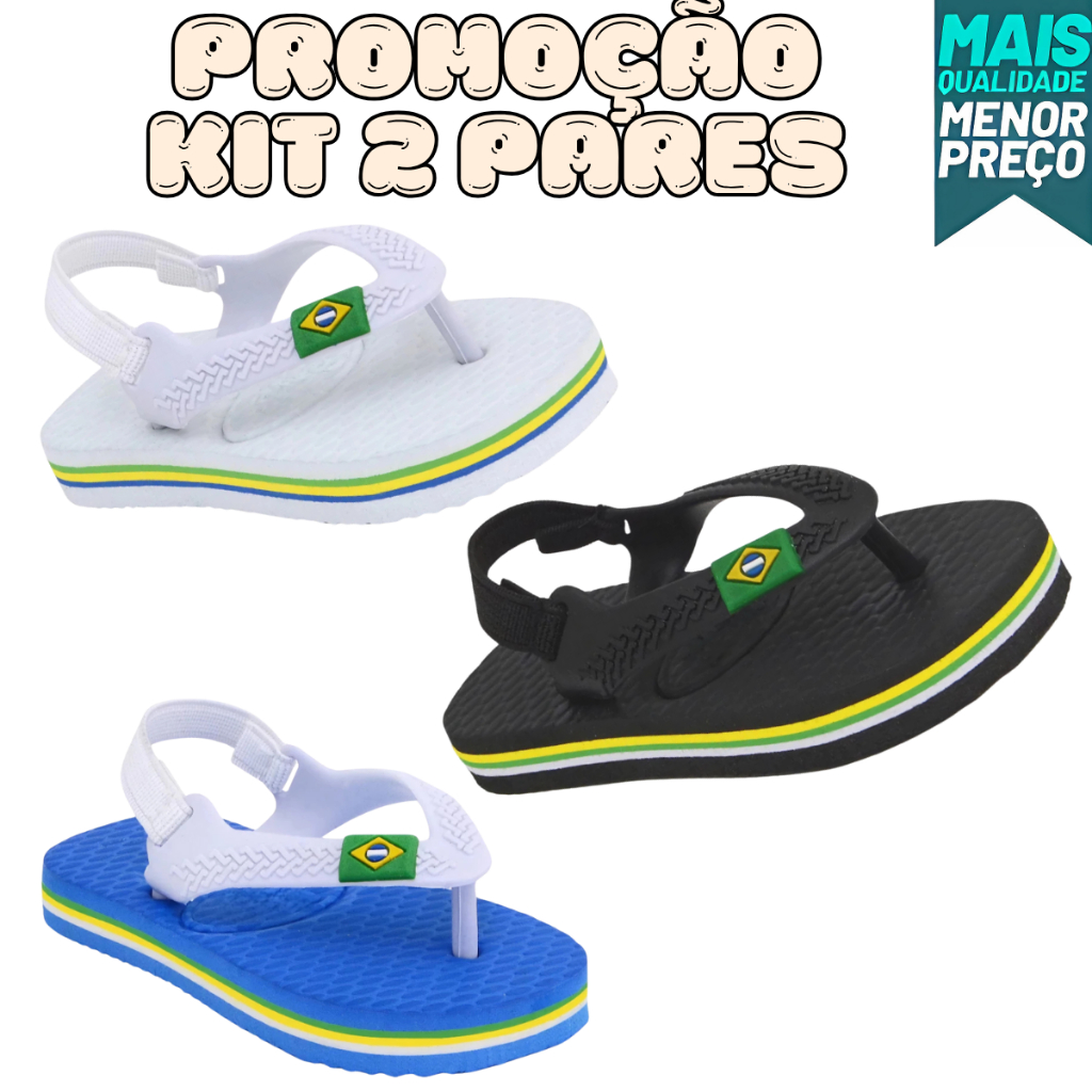 Chinelo bebe kit 2 pares Super Macio e Confortável 1 a 3 anos 17 Ao 24 em Oferta na Shopee