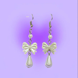 Brinco de Laço com Gota - Brinco de Laço de Pérolas Brancas  Brinco Gota de Pérola em Oferta na Shopee