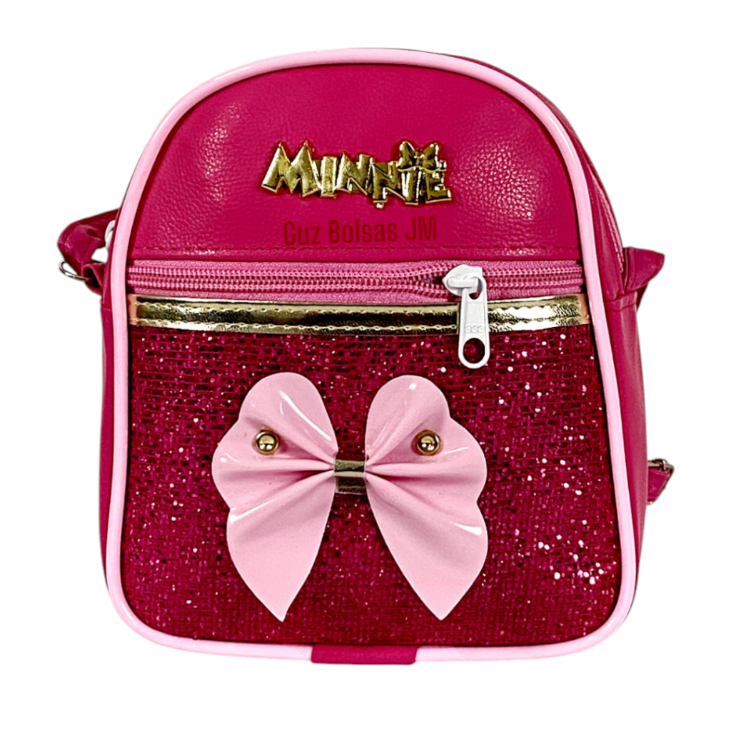 Bolsinha Infantil Glitter Colorido Da Minnie De Alça Lateral