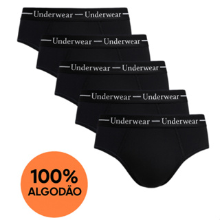 Kit de 5 Cueca Preta com Cós Elástico 100% algodão Modelo Básico Masculino Super Confortável em Oferta na Shopee