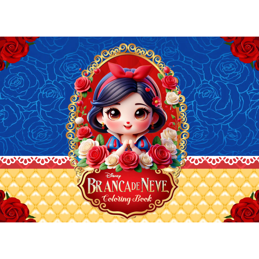 Branca de Neve Livro de Colorir Oficial! 50 Páginas de Desenhos para Pintar e Colorir Clássico da Disney, Arte Infantil