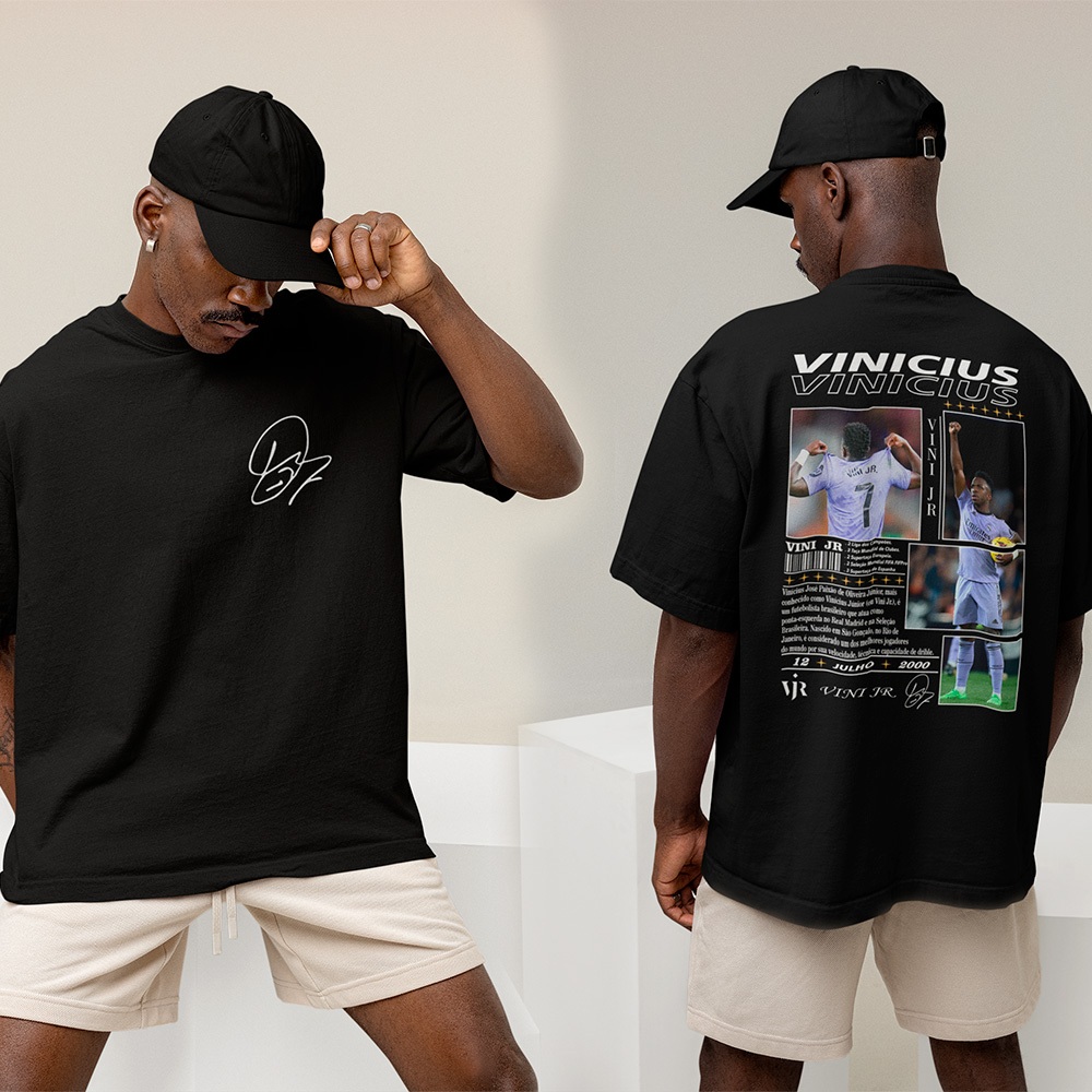 Camiseta Vinicius Junior VJ Futebol Descrição Biografia Blusa Camisa  100% Algodão Premium