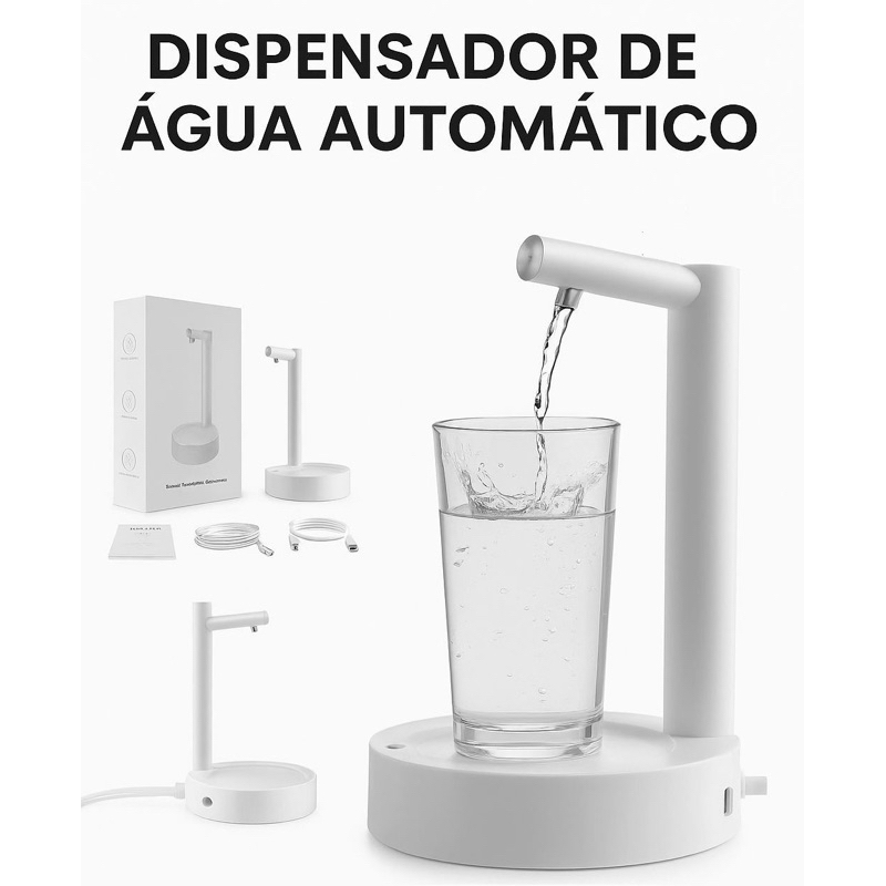 Dispenser de Água Elétrico Portátil USB Recarregável com Bomba Automática e Controle de Vo...