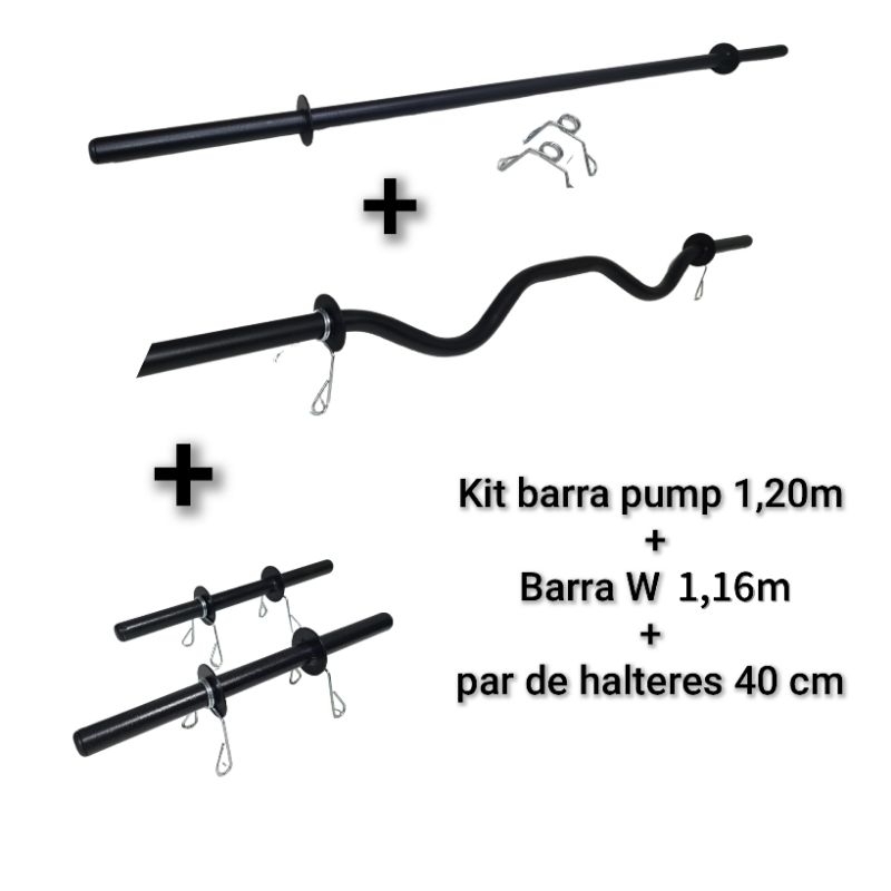 Kit barras body pump + Barra W + par halteres de mão 40 cm academia musculação em Oferta na Shopee