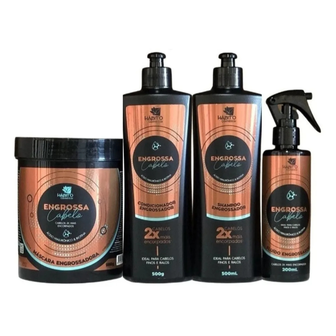 Kit Engrossa Cabelo Hábito Cosméticos Fios Encorpados (04 itens) em Oferta na Shopee