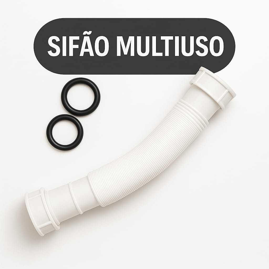 Sifão Sanfonado Multiuso Universal para Pia Tanque e Lavatório + Anéis de Vedação, Sifão mola Flex  sifãodepia#sifão