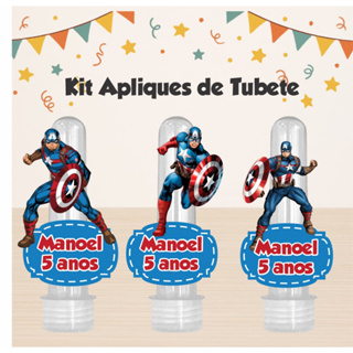 KIT 50 APLIQUE CAPITÃO AMERICA, LEMBRANCINHA, FESTA, TUBETE, MIMOS, ANIVERSÁRIO.TODOS OS TEMAS em Oferta na Shopee