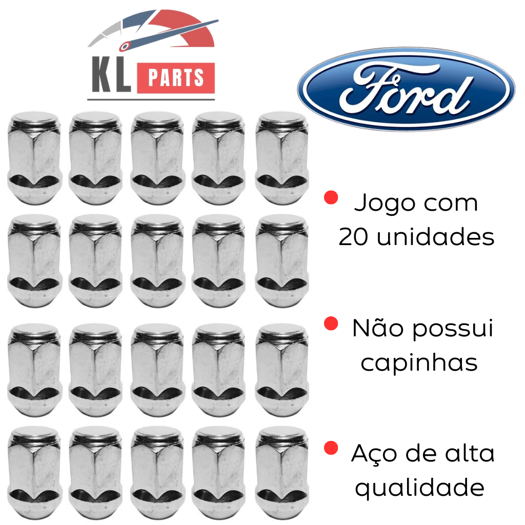 Jogo 20 unidades porca cromadas roda FORD FUSION FOCUS Jogo 20 unidades porca cromadas roda FORD FUSION FOCUS