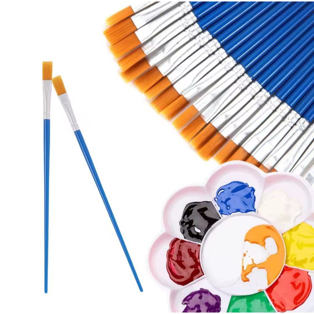 Kit 50 Pincéis Aquarela Para Pintura Artesanato Artes Pintura de Rosto Ponta Fina Redonda e Chato