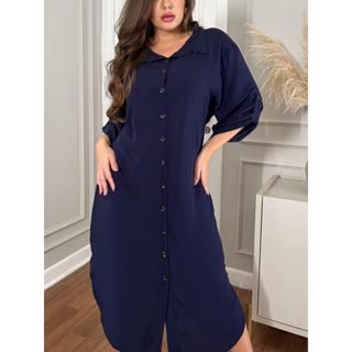 Vestido Midi Chemise Longo Viscolinho Preto Telha Verde Militar Azul marinho Caqui Marron  GG em Oferta na Shopee