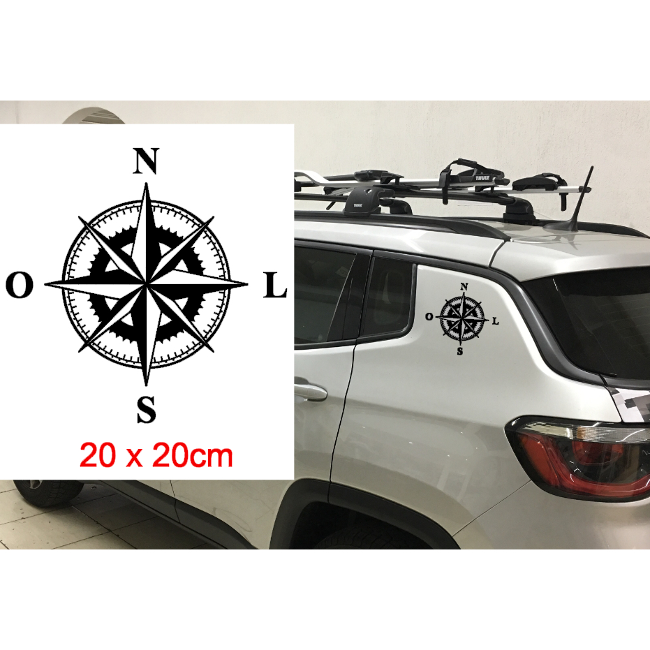2 Adesivos Carro Rosa dos Ventos Bússola Jeep Compass Renegade