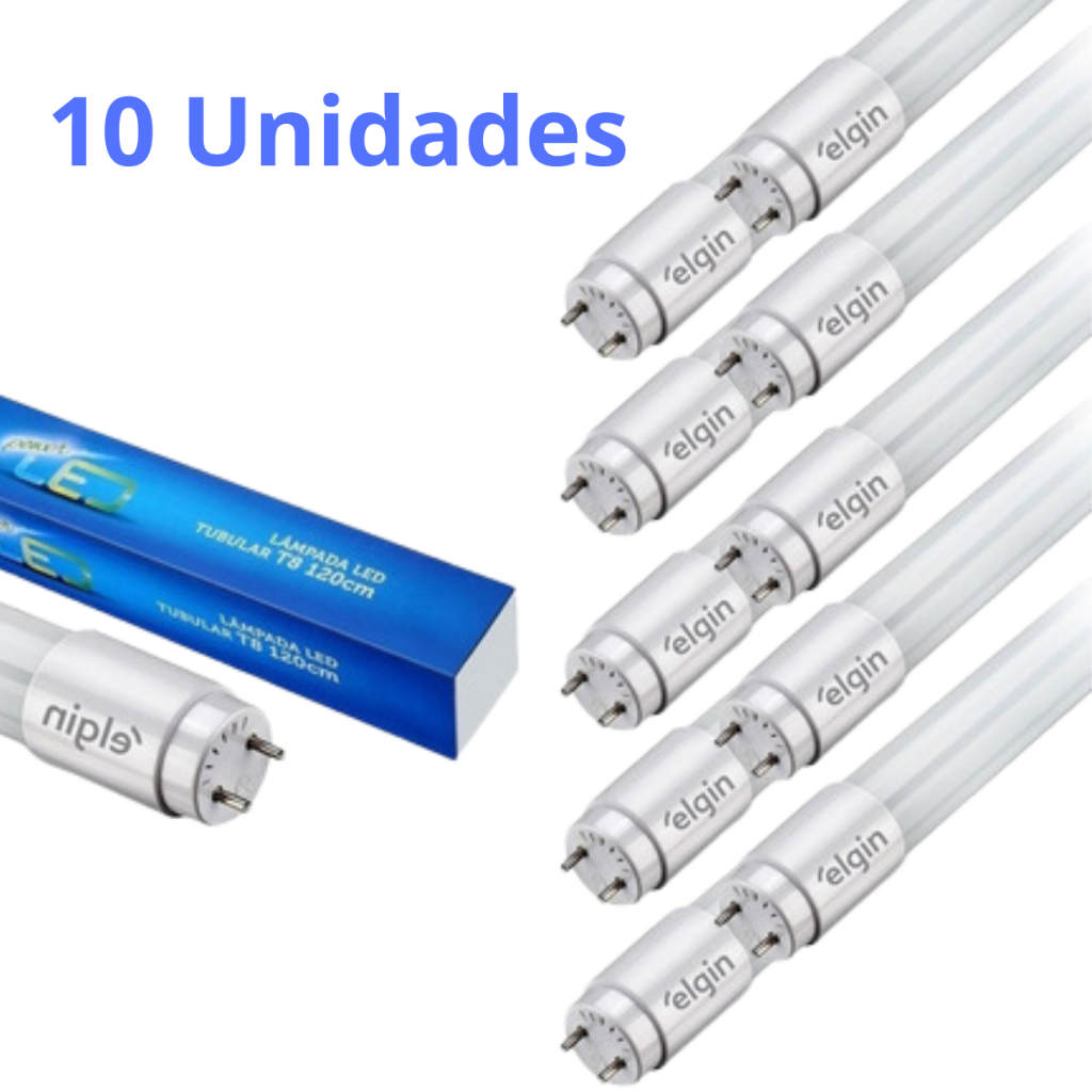 Elgin Kit Lâmpada Led 10w T8 Tubular 60cm Bco Frio 6500k Cor Da Luz Branco-frio 127/220v em Oferta na Shopee