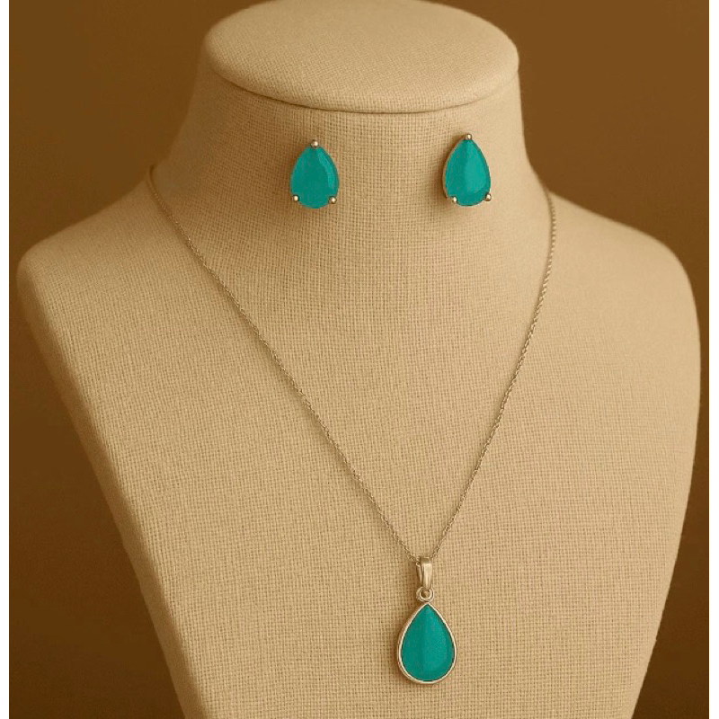 Conjunto Colar e Brinco Gota em Prata 925 com Zircônia – Elegância para o Dia a Dia e Presente
