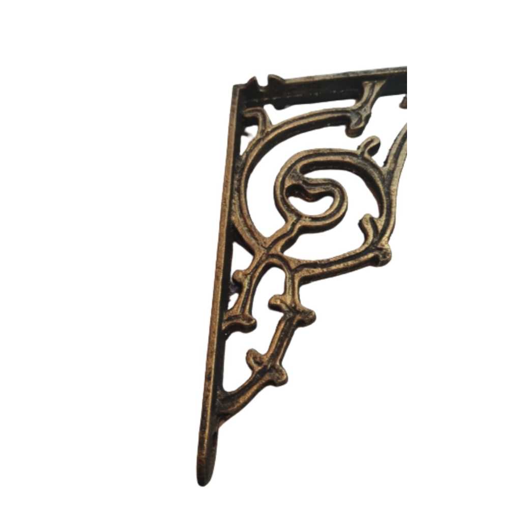 kit 2 suporte mão francesa pra prateleira em ferro estilo rustico nas cor OURO 30x30 cm