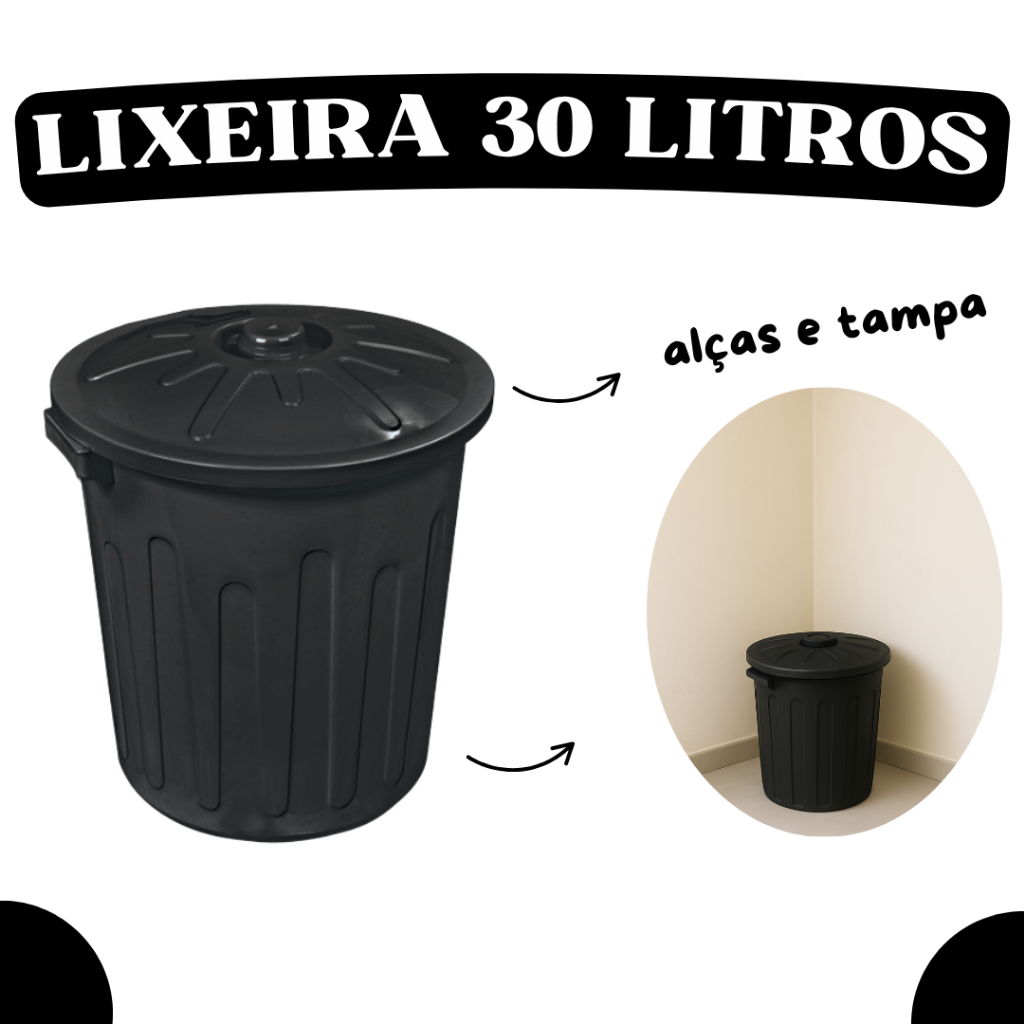 Lixeira 30 Litros Plástica – Durabilidade e Praticidade para o Seu Dia a Dia! - TOY CF30PT